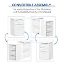 L-Shaped Computer Desk Home Office Corner Desk Study Workstation Table with Storage Shelves and Drawers, White