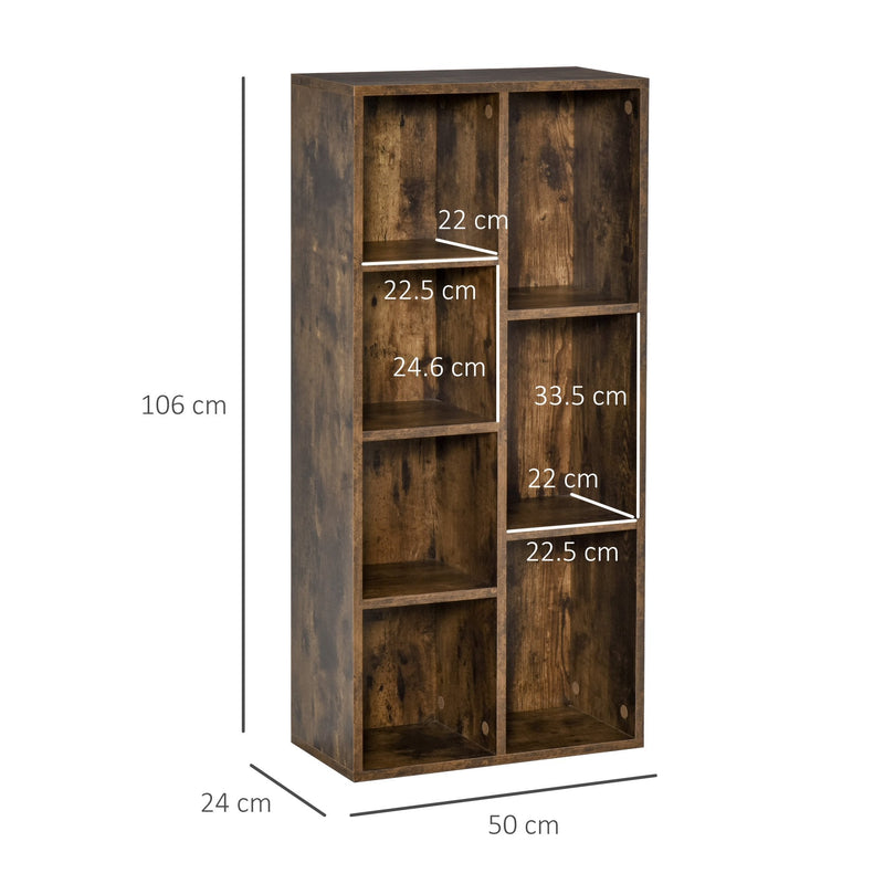 Bookcase Industrial Bookshelf Free Standing Display Cabinet Cube Storage Unit for Home Office Living Room Study Rustic Brown Modern