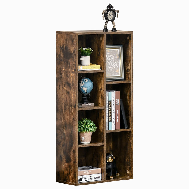 Bookcase Industrial Bookshelf Free Standing Display Cabinet Cube Storage Unit for Home Office Living Room Study Rustic Brown Modern