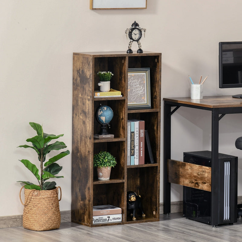Bookcase Industrial Bookshelf Free Standing Display Cabinet Cube Storage Unit for Home Office Living Room Study Rustic Brown Modern