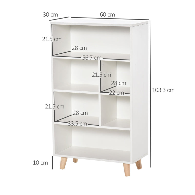 Bookcase Modern Bookshelf Display Cabinet Cube Storage Unit for Home Office Living Room Study - White