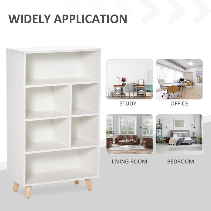 Bookcase Modern Bookshelf Display Cabinet Cube Storage Unit for Home Office Living Room Study - White