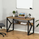 Writing Desk Computer Table Home Office PC Laptop Workstation Storage Shelf Black Brown Wood Effect K-Shaped Leg