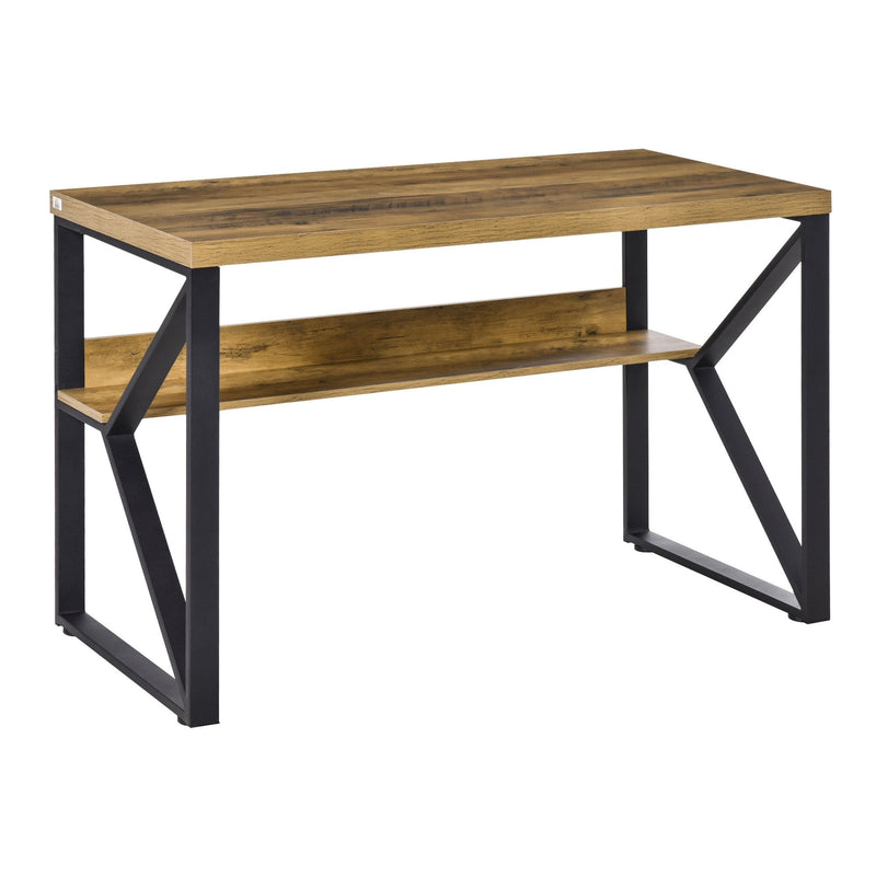 Writing Desk Computer Table Home Office PC Laptop Workstation Storage Shelf Black Brown Wood Effect K-Shaped Leg