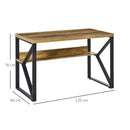 Writing Desk Computer Table Home Office PC Laptop Workstation Storage Shelf Black Brown Wood Effect K-Shaped Leg