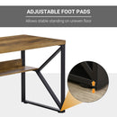 Writing Desk Computer Table Home Office PC Laptop Workstation Storage Shelf Black Brown Wood Effect K-Shaped Leg