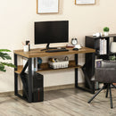 Writing Desk Computer Table Home Office PC Laptop Workstation Storage Shelf Black Brown Wood Effect K-Shaped Leg