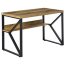 Writing Desk Computer Table Home Office PC Laptop Workstation Storage Shelf Black Brown Wood Effect K-Shaped Leg