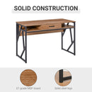Writing Desk Computer Table Home Office PC Laptop Workstation Drawer Storage Shelf, Brown and Black Steel Leg