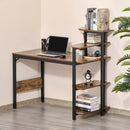 Compact Computer Desk Writing Table Modern Home Office w/ Shelf Rack Storage, Brown and Black Shelf