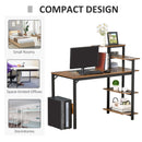 Compact Computer Desk Writing Table Modern Home Office w/ Shelf Rack Storage, Brown and Black Shelf