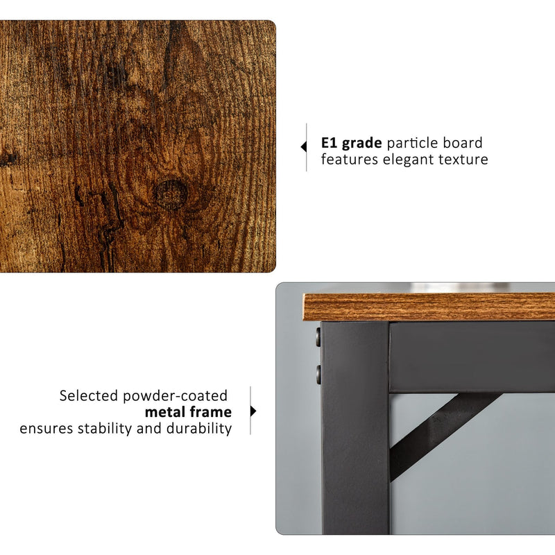 Compact Computer Desk Writing Table Modern Home Office w/ Shelf Rack Storage, Brown and Black Shelf