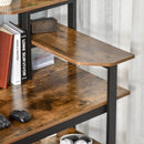Compact Computer Desk Writing Table Modern Home Office w/ Shelf Rack Storage, Brown and Black Shelf