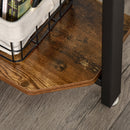 Compact Computer Desk Writing Table Modern Home Office w/ Shelf Rack Storage, Brown and Black Shelf