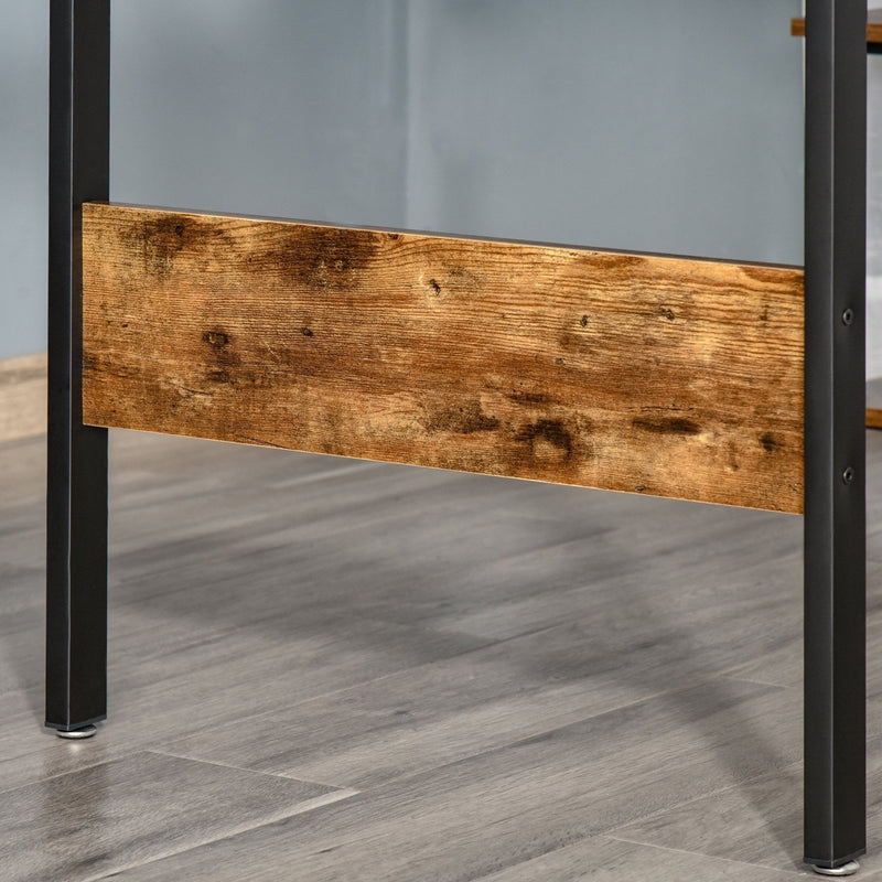 Compact Computer Desk Writing Table Modern Home Office w/ Shelf Rack Storage, Brown and Black Shelf