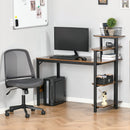 Compact Computer Desk Writing Table Modern Home Office w/ Shelf Rack Storage, Brown and Black Shelf