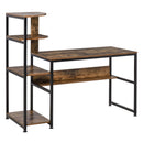 Computer Desk with 4 Storage Shelves Writing Study Desk with Bookshelf for Home Office Sturdy Student Workstation for Small Spaces with Steel Frame w/