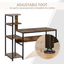 Computer Desk with 4 Storage Shelves Writing Study Desk with Bookshelf for Home Office Sturdy Student Workstation for Small Spaces with Steel Frame w/