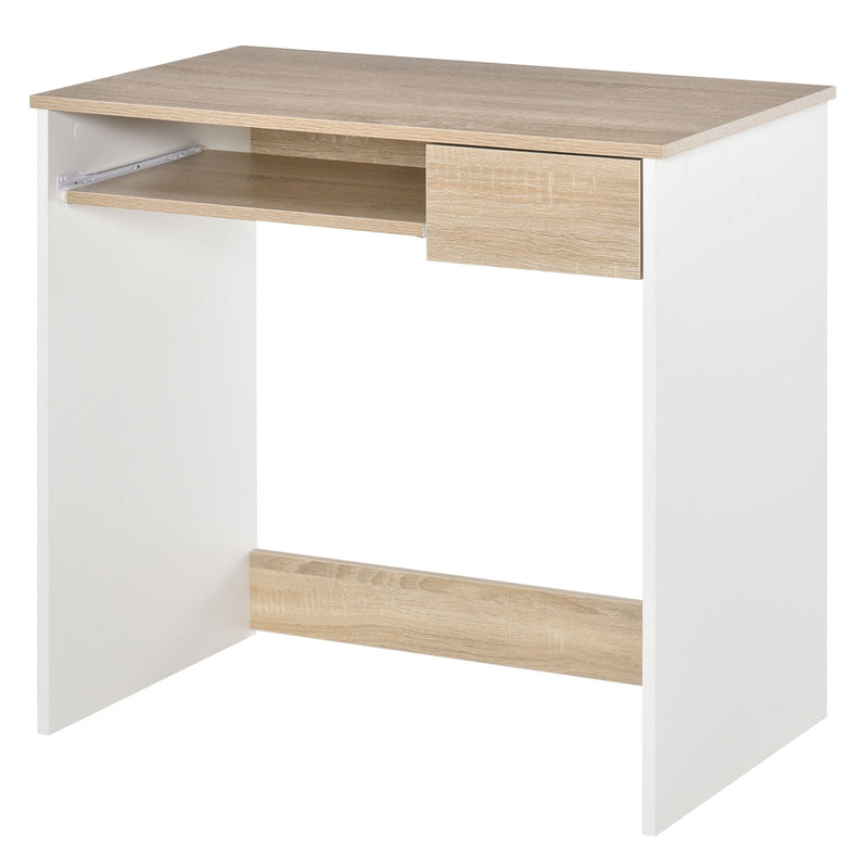 Compact Computer Table with Keyboard Tray Drawer Study Office Working Writing Desk, Oak Colour w/