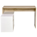 L-Shaped Corner Computer Desk Study Table PC Work w/ Storage Shelf Drawer Office, Oak and White Office