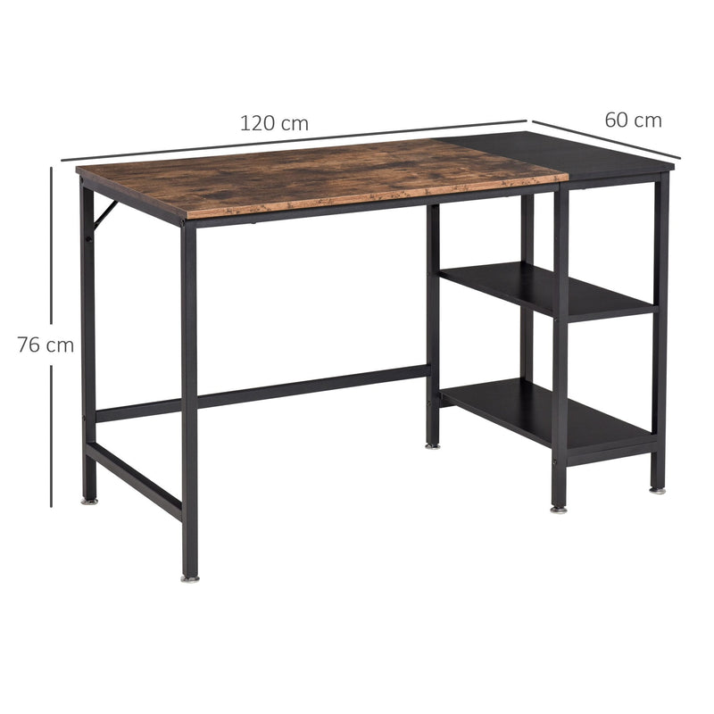 Computer Desk, Home Office Desk for Study, Writing with 2 Storage Shelves on Left or Right, Steel Frame, Frame