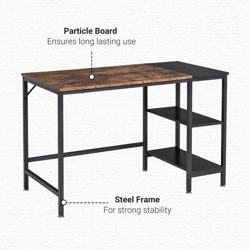 Computer Desk, Home Office Desk for Study, Writing with 2 Storage Shelves on Left or Right, Steel Frame, Frame