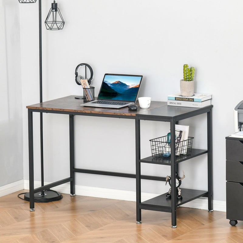 Computer Desk, Home Office Desk for Study, Writing with 2 Storage Shelves on Left or Right, Steel Frame, Frame