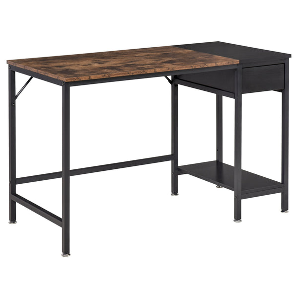 Computer Desk, Home Office Workstation for Study, Writing with CPU Stand and Drawer, Steel Frame, 120x60x75cm w/ Storage Drawer