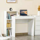 Lewis's   Compact Computer Desk with Storage Writing Table Modern for Flat Office Bedroom w/ Storage Shelf Rack Integrated Bookcase, White