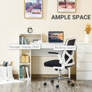 Lewis's   Compact Computer Desk with Storage Writing Table Modern for Flat Office Bedroom w/ Storage Shelf Rack Integrated Bookcase, White