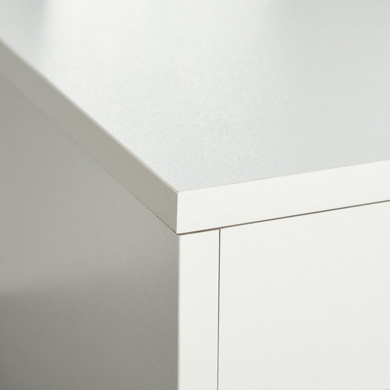 Lewis's   Compact Computer Desk with Storage Writing Table Modern for Flat Office Bedroom w/ Storage Shelf Rack Integrated Bookcase, White