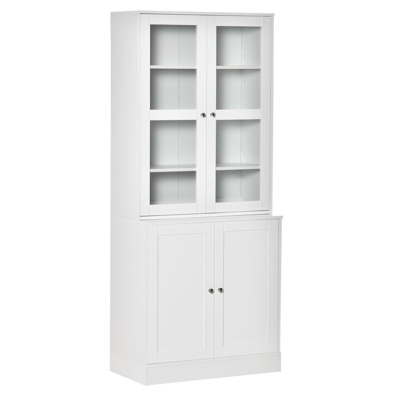 Modern Display Storage Cabinet with Adjustable Shelves for Living Room, Study, Office - White