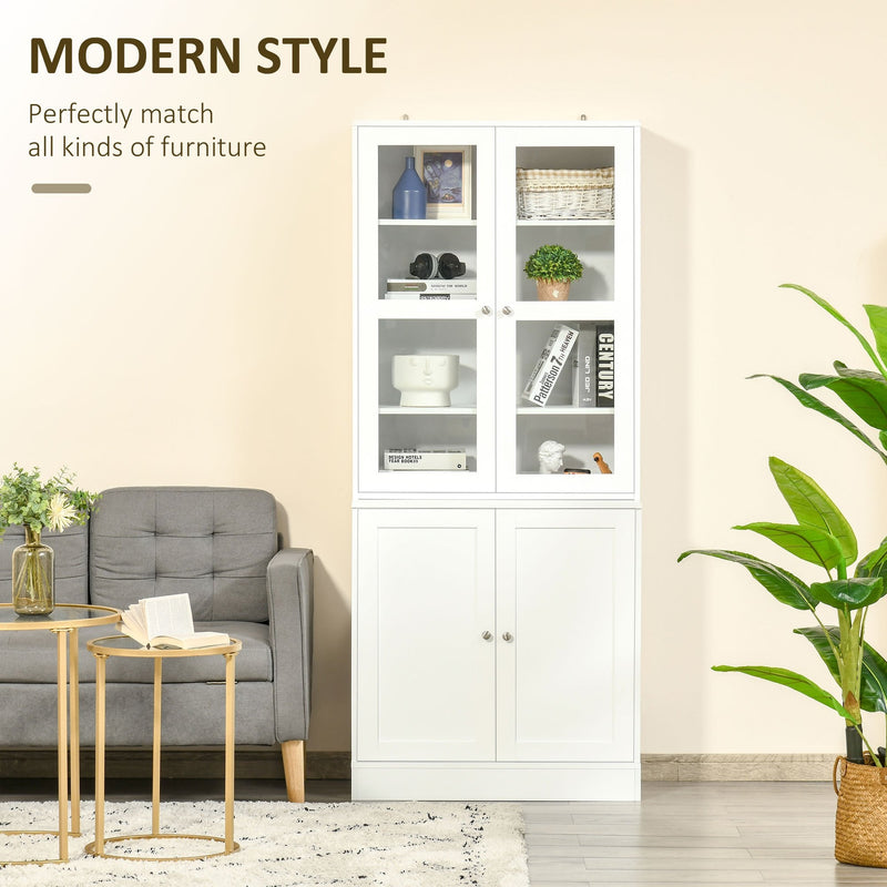 Modern Display Storage Cabinet with Adjustable Shelves for Living Room, Study, Office - White