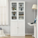 Modern Display Storage Cabinet with Adjustable Shelves for Living Room, Study, Office - White