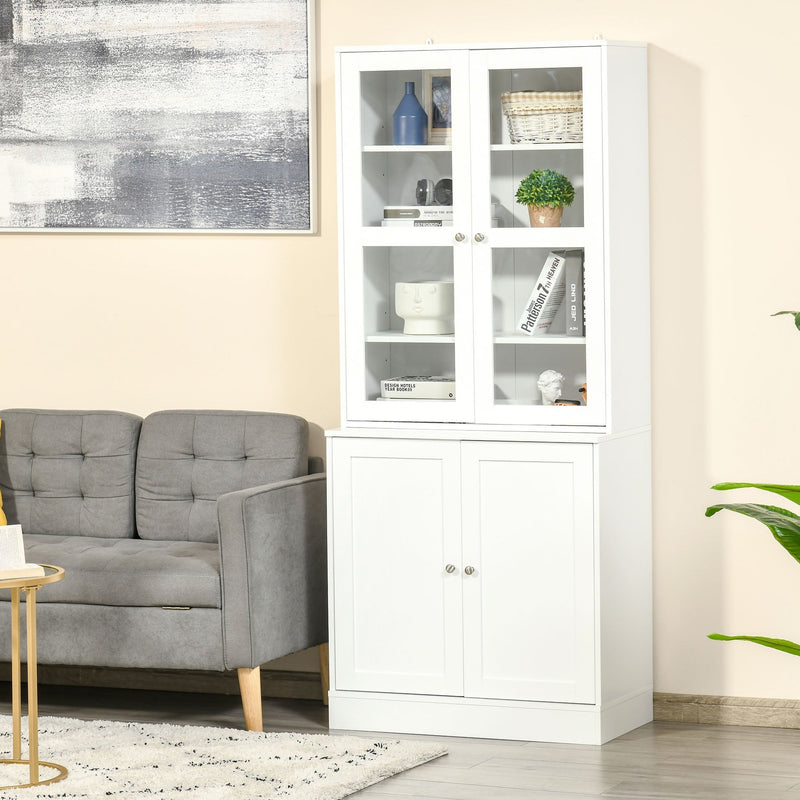 Modern Display Storage Cabinet with Adjustable Shelves for Living Room, Study, Office - White