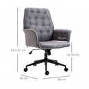 Office Chair Computer Seat Adjustable Armrest Desk Mid Linen Swivel Back-Grey