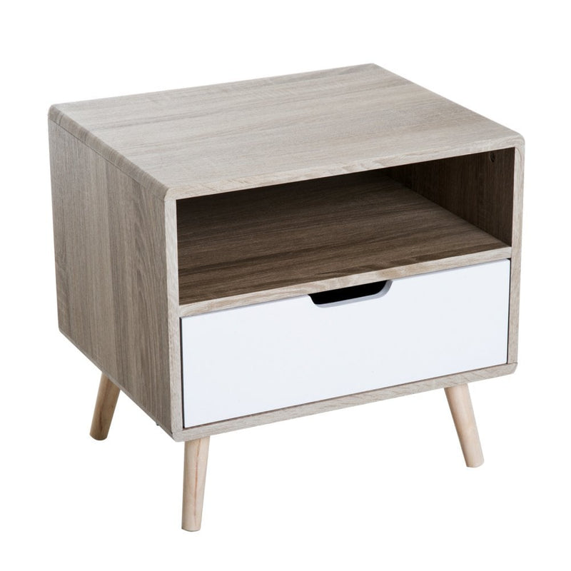 End Side Table, 50Wx40Dx50H cm-Natural Wood Colour