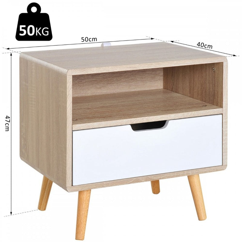 End Side Table, 50Wx40Dx50H cm-Natural Wood Colour