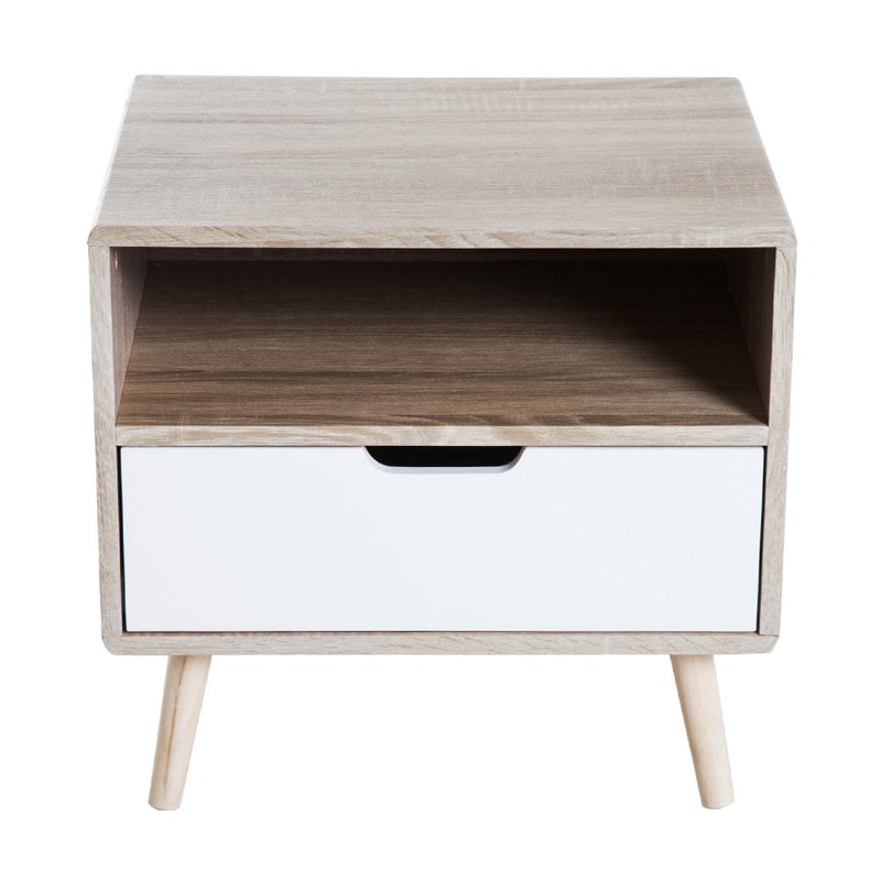 End Side Table, 50Wx40Dx50H cm-Natural Wood Colour