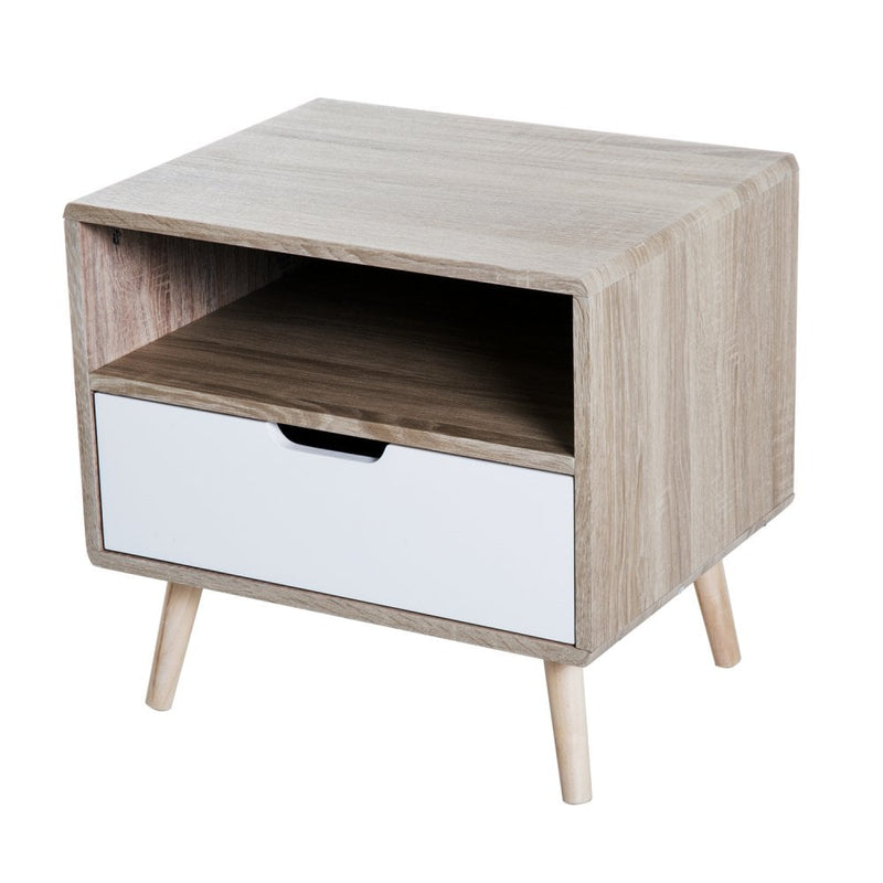 End Side Table, 50Wx40Dx50H cm-Natural Wood Colour