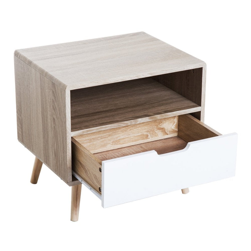 End Side Table, 50Wx40Dx50H cm-Natural Wood Colour