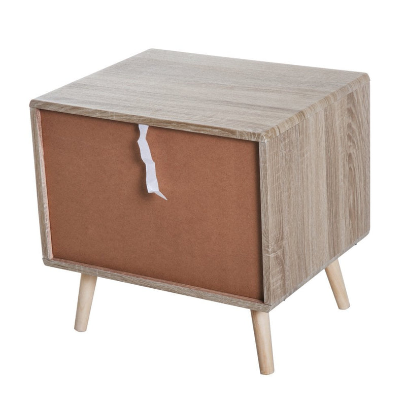 End Side Table, 50Wx40Dx50H cm-Natural Wood Colour