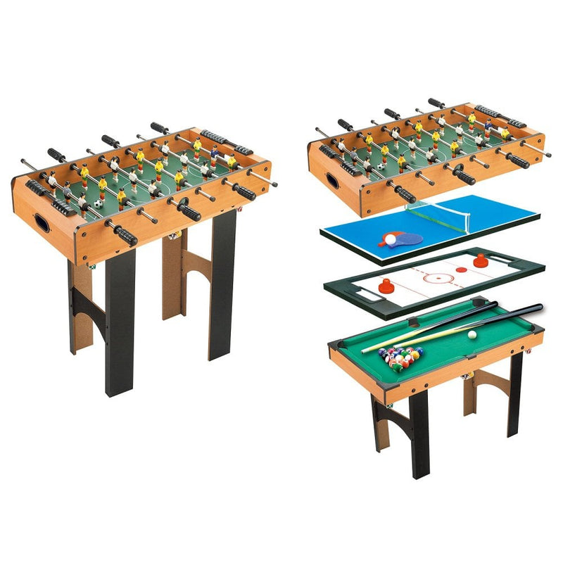 HOMCOM 4-In-1 Multi Game Table Kids Indoor Activity W/ Tennis Billiard Foosball Hockey 4 in 1 Mini Billiards Pool Set 2 Types-Multi Colour