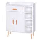 Hallway Side Cabinet Storage Unit Pine Wood, 80L X 29.5W X 96Hcm-White