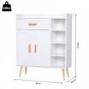 Hallway Side Cabinet Storage Unit Pine Wood, 80L X 29.5W X 96Hcm-White