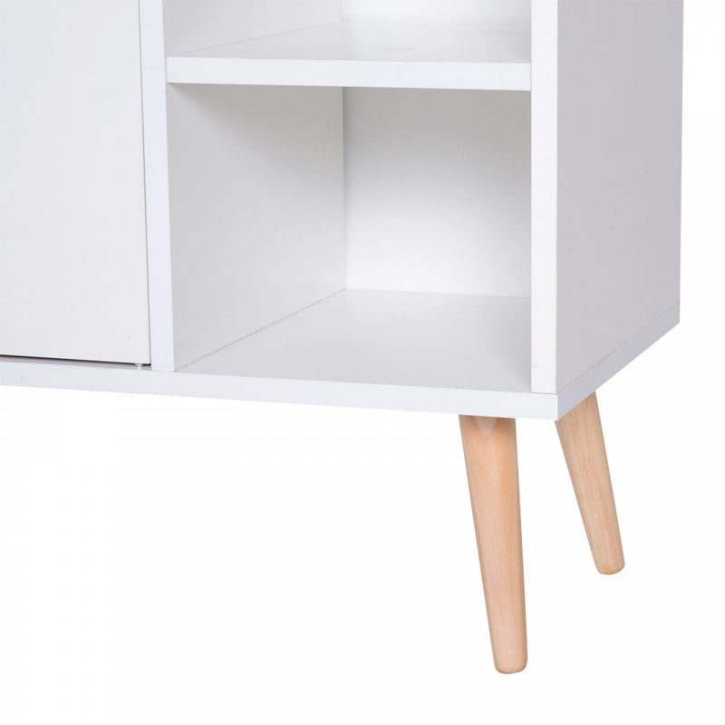 Hallway Side Cabinet Storage Unit Pine Wood, 80L x 29.5W x 96Hcm-White
