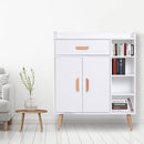 Hallway Side Cabinet Storage Unit Pine Wood, 80L X 29.5W X 96Hcm-White