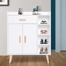 Hallway Side Cabinet Storage Unit Pine Wood, 80L X 29.5W X 96Hcm-White