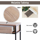 Industrial Console Table Narrow Worktop w/ Bottom Shelf & Two Drawers Oak Wood