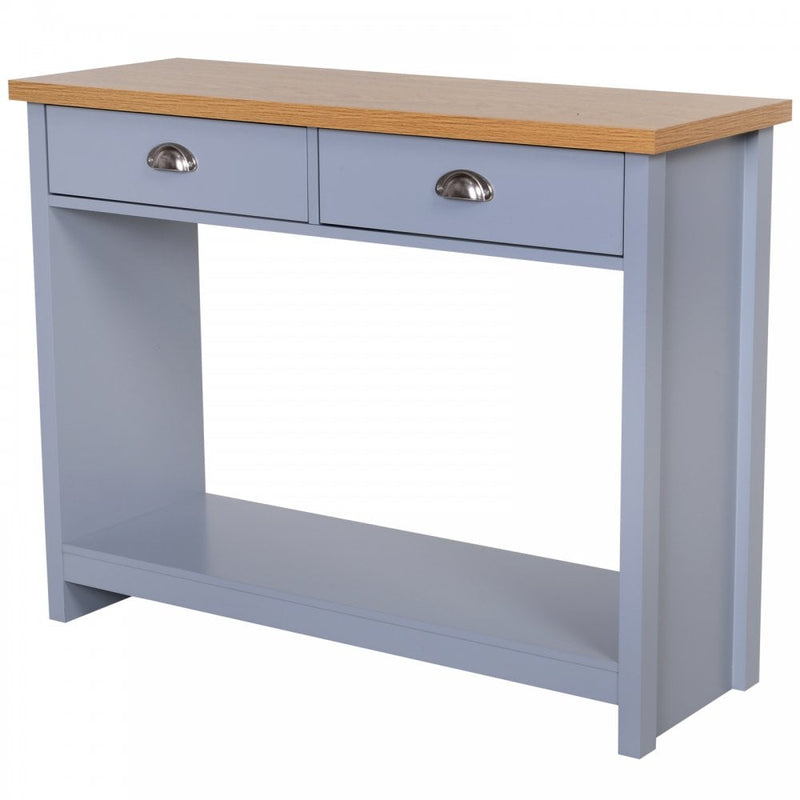 MDF Rustic 2-Drawer Console Table Grey